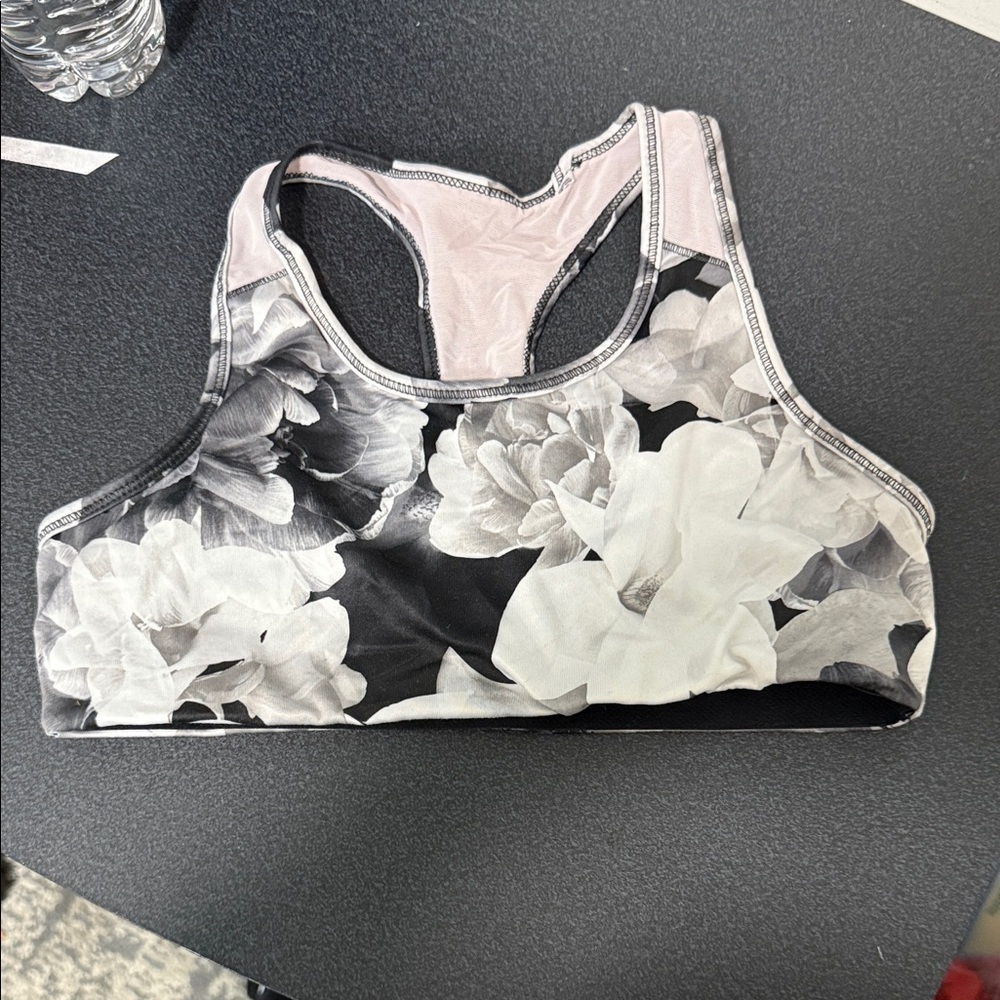 Old Navy Floral Sports Bra - Black and White